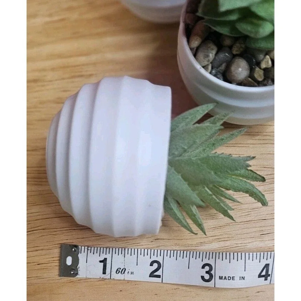 Set of 6 Faux Succulent Plants in White Pots Mini Artificial Desk Home Decor